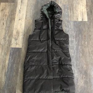 [Zara] Long puffer hooded vest Sz 4